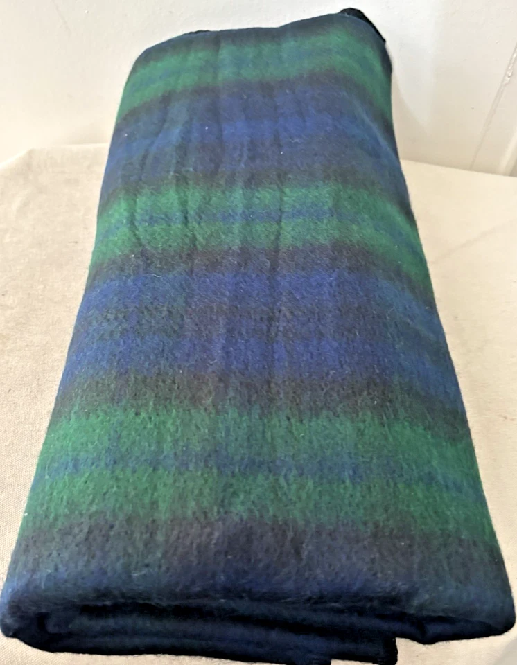 Cobertor xadrez vintage Ralph Lauren azul/verde 50 x 68 feito nos EUA acrílico perfeito estado! - Imagem 3 de 4