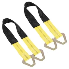  2 Pack x 2" Axle Tie Down Straps with Protective Sleeves and D Rings, 36"