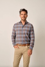 johnnie-O Tucked Cotton Blend Button Down Shirt - Roger Maliblu Size XL