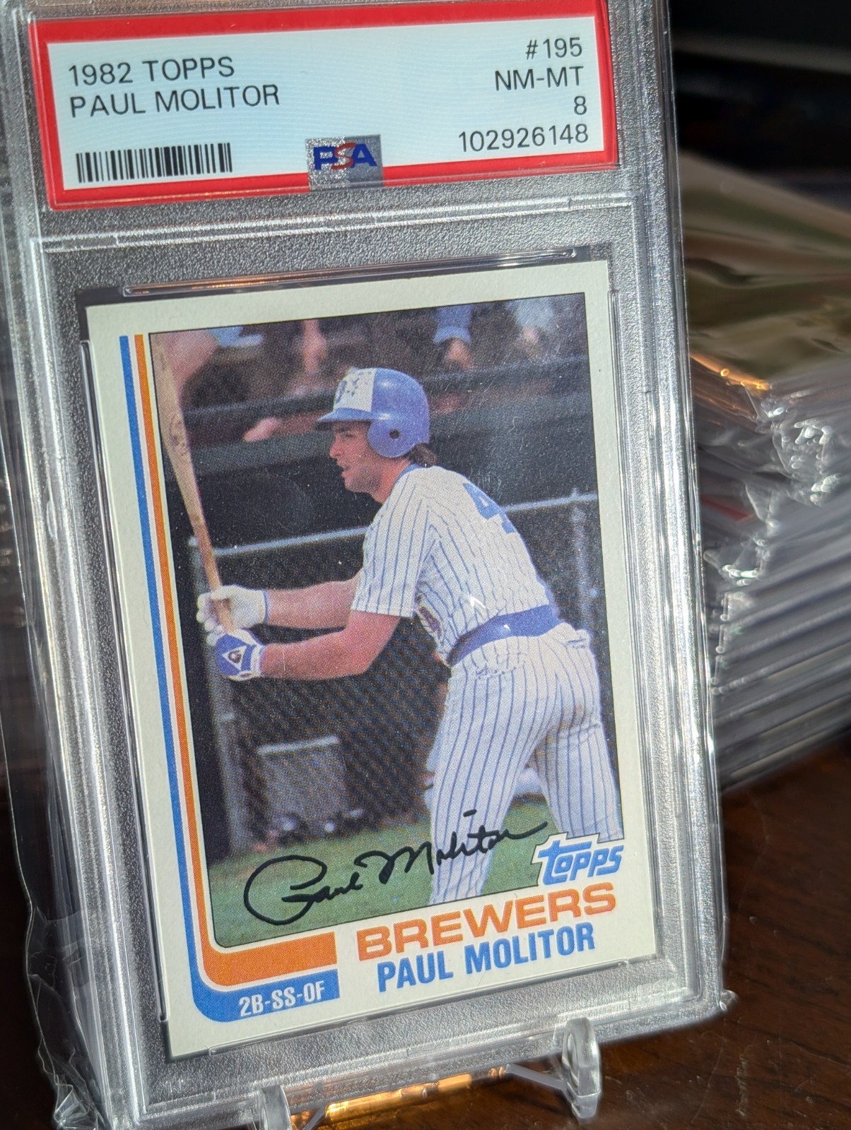 1982 TOPPS #195 PAUL MOLITOR PSA 8 Brewers Legend Great Gift