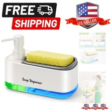 Hand and Dish Soap Dispenser Set for Kitchen, Dual Soap Dispenser with Sponge...