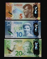 UNC New Zealand $5 $10 $20 Five Ten Twenty Dollars Set 2015-2016 Polymer Series