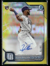 2022 Bowman Chrome Rookies Autographs Yellow Refractors /75 #CRA-VB Vidal Brujan