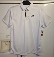 New Reebok Performance Polo Shirt White Golf Moisture Management Men's Medium M