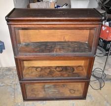 Antique Macey Barrister Bookcase 3 Stack Oak Sectional Glass Door Lawyer