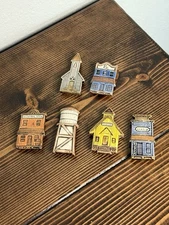 Lot of 6 vintage ceramic refrigerator Magnet Houses Mulden Originals