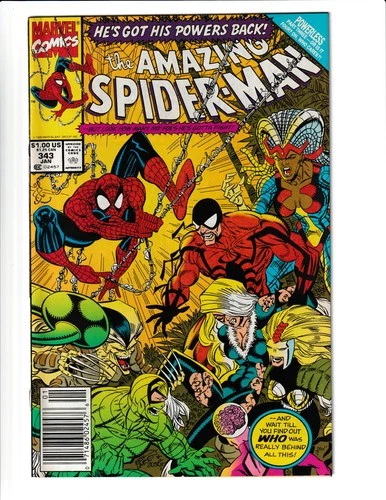 Amazing Spider-Man #343 Newsstand, First Cameo Appearance Of Cardiac