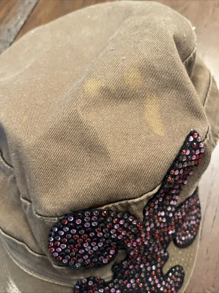 Gorra de colección desgastada de Nueva Orleans herradura estrás flor de hoja marrón Foto 3 de 4