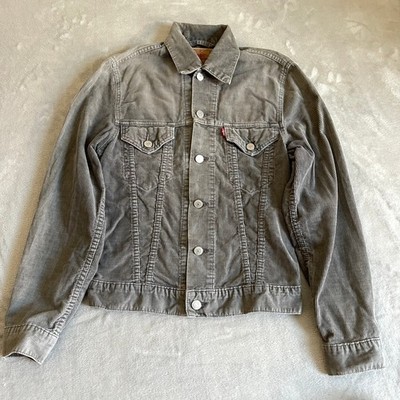 Levi's Cord Trucker Jacke Herren XS Grau Vintage 70500 Knopfleiste