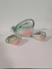 1940s McCoy Pottery Pink & Green Daisy Teapot, Creamer & Sugar Dish. Free Ship!