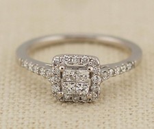 14k White Gold 0.50ct Diamond Halo Engagement Ring Size 7