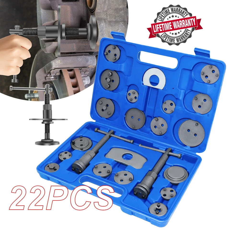 22pcs Disc Brake Caliper Piston Rewind Tool Kit Car Pad Wind Back Adapter Set UK