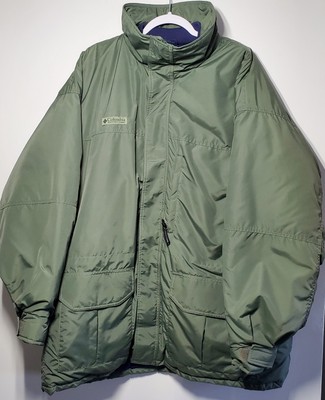 Columbia Sportswear Co Men's XL Olive Green Blue Lining Flap Pockets Ski Parka