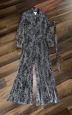 Vintage 60s-70s Miss Marilyn Of Dallas Bell Bottom Jumpsuit Black Belted Retro