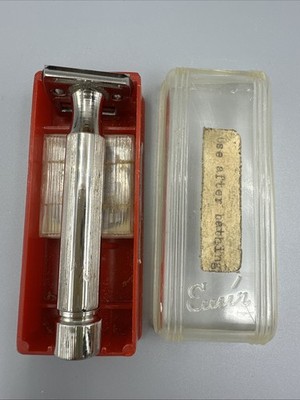 Rare Voss Cut Small Safety Razor Solingen Germany  with Case and Blades