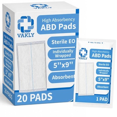 Pads 5x9 Sterile (20 Pack)   Abdominal Combine Gauze Pads, High Absorbency