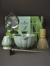 Japanese Matcha Set, Matcha Bowl with Pouring Spout, Matcha Whisk, Tea Scoop, Wh