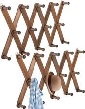 Cedilis 2 Pack Expandable Wooden Coat Rack, 14 Hooks Accordion Wall Hanger, W...