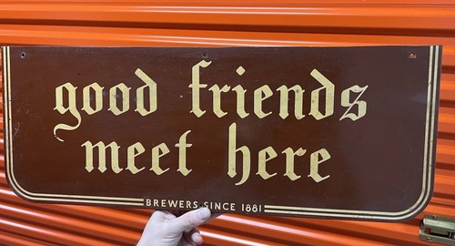 Antique 1940s Gunthers Beer Baltimore MD Friends Meet Here Bar Sign 24x9 VTG - Picture 9 of 9