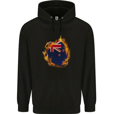 The Flag Of New Zealand Feuer Effekt Kiwi Kinder Kapuzenpulli