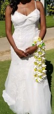 White Vera Wang VW351307 Wedding Dress Ivory Size 12 Fit Flare Lace Bridal Gown