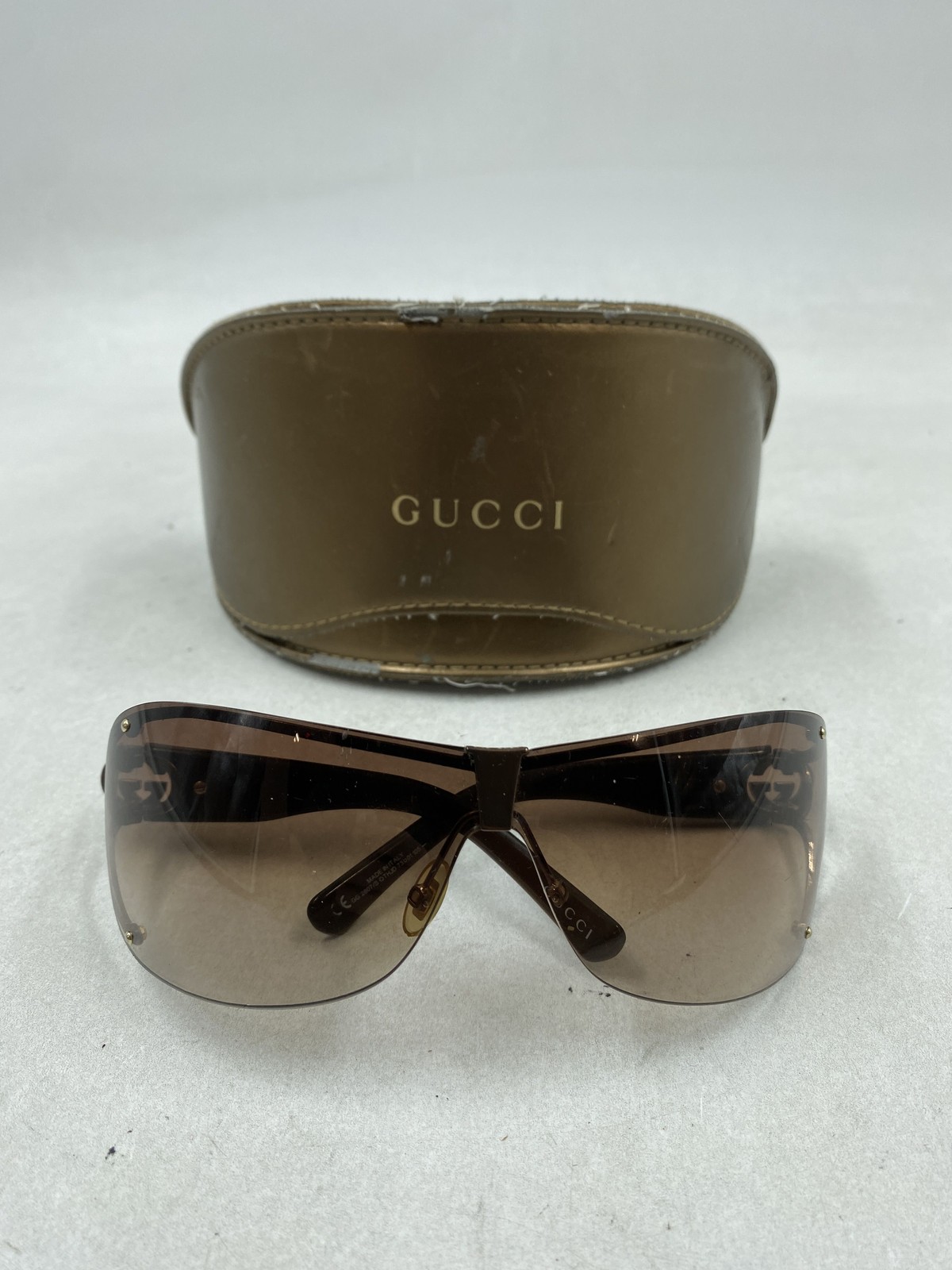 Gucci Brown Gradient Rimless Shield Sunglasses - image 1