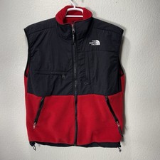 North Face Vintage Red and Black Fleece Zip Denali Vest Men's Medium