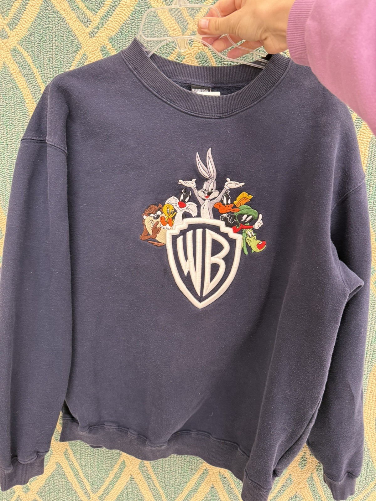 Vintage Warner Bros. Looney Tunes (1999) Embroidered Grey Short Sleeve Cotton T-Shirt
