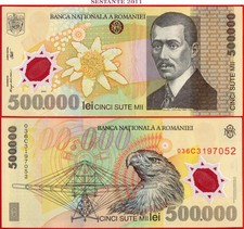 ROMANIA 500.000 500000 LEI 2003 Polymer P 115b XF+ free shipping from 100$