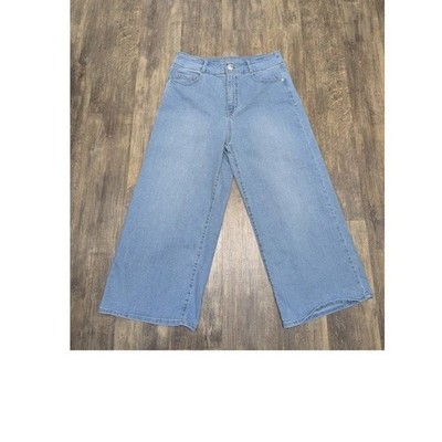 Gloria Vanderbilt Women's Size 8 Light Wash Wide Leg Cropped Jeans Denim Pants