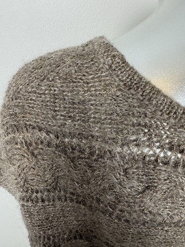 Express Mohair Sweater Women’s Small Brown Gold Sparkly Metallic Fuzzy - Picture 3 of 8