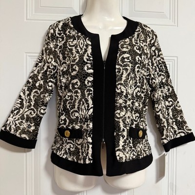 Joseph Ribkoff Paillettes Crinkle Jacket Metallic Thread Size 10 Glam Style NWT