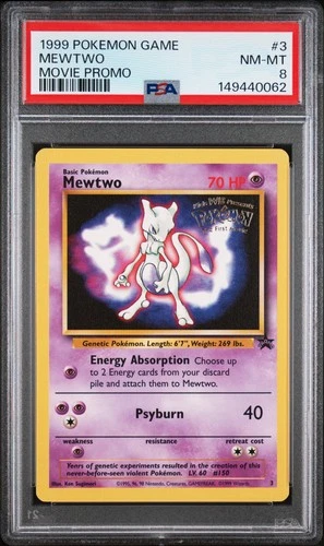 1999 POKEMON GAME MOVIE PROMO #3 MEWTWO PSA 8