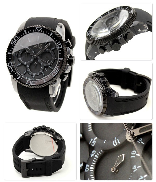 NEW ARMANI EXCHANGE BLACK SILICONE BAND CHRONOGRAPH DATE WATCH
