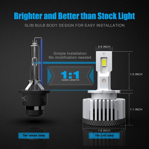 Alla Lighting LED D2R Headlight Bulb Super Bright White Replacement, Angled Fan - Picture 10 of 12
