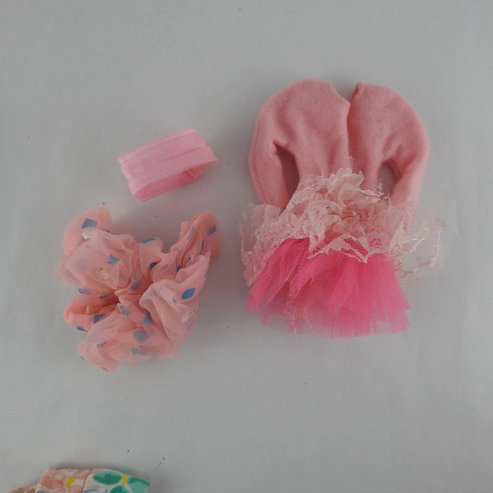 Vintage Barbie Clothes Lot 1980s Pink Blue Lace Ruffle 80s 12 pc Dress Skirt Top - Image 4 of 4