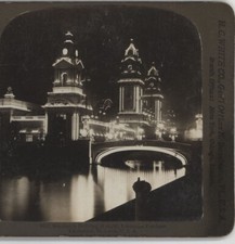 Machinery Building at Night St Louis MO World's Fair Stereoview 1904