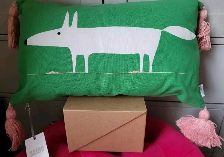 Scion Mr Fox Green & Pink Tassle Cushion - RRP £40 - Image 2 of 3