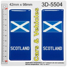 2x SCOTLAND Scottish Flag 3D Resin Gel Domed Number Plate Decal Badges Stickers