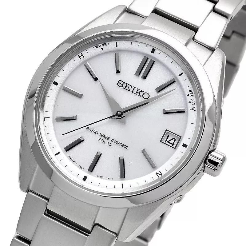 SEIKO BRIGHTZ SAGZ079 Radio Wave Control Solar Titanium Watch White Dial  Men's