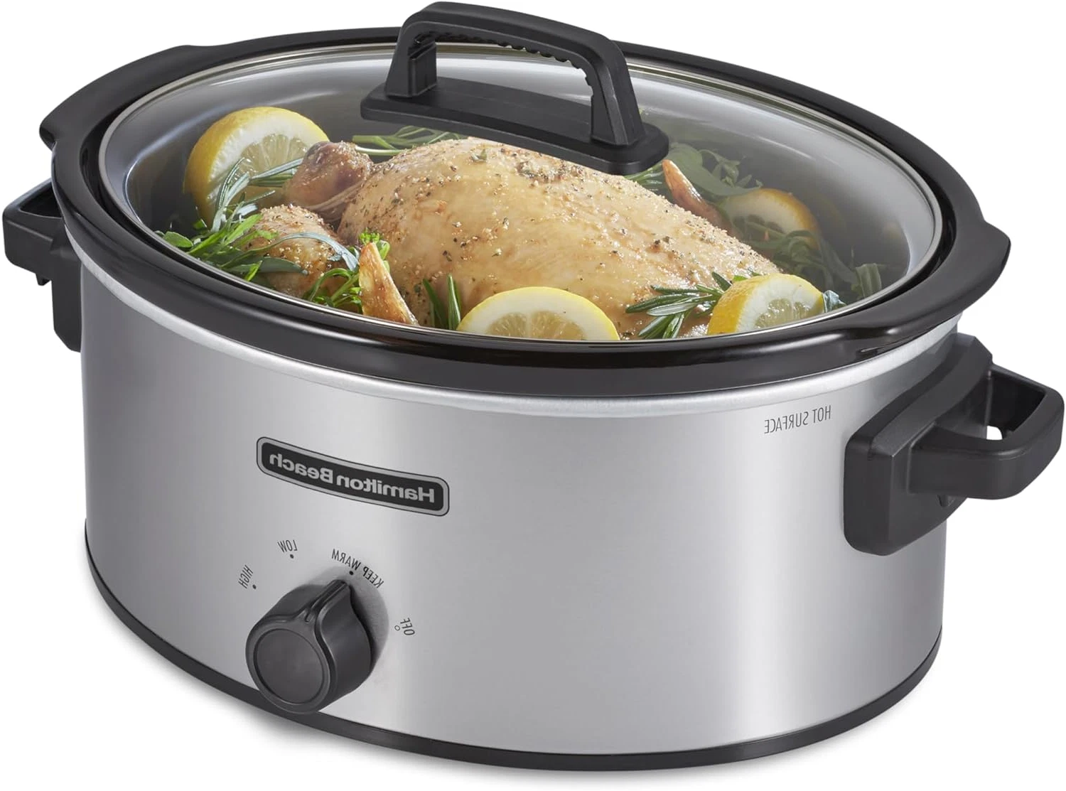 Hamilton Beach Electric Slow Cooker 6-Quart Stoneware Crock with Glass Lid NEW
