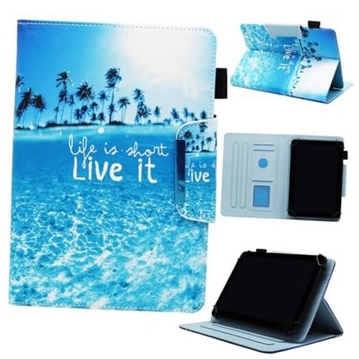 Universal 10 10.1 Inch Android Tablet Case, Dluggs PU Leather Stand Beach