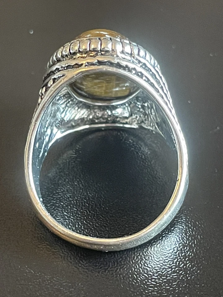 Piedra de ojo de tigre natural S925 plateado anillo llamativo para hombre talla 10 Foto 4 de 4