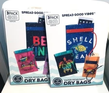 Life Is Good *WATER RESISTANT SET OF 3 DRY BAGS* You Choose PATTERN