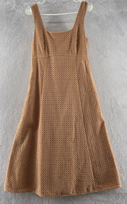 Draper James Dress Womens Sz 8 Babydoll Eyelet Tan Textured A Line Sleeveless
