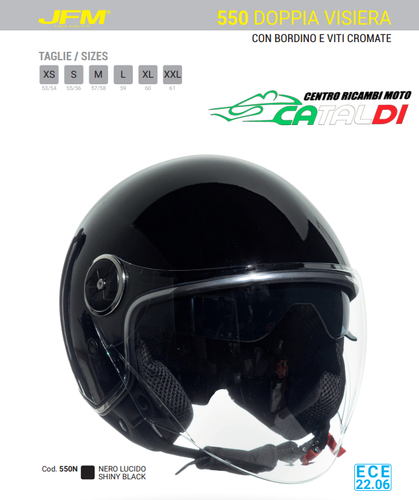 Casque Jet Moto Scooter A-Pro Kinetic Noir Taille L - Demi Jet Visière Pare-Soleil ECE 22-06 Homologué
