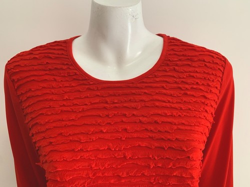 NONI B sz M/12 stretchy lightweight frilled red 3/4 sleeve top AS NEW - Picture 3 of 7
