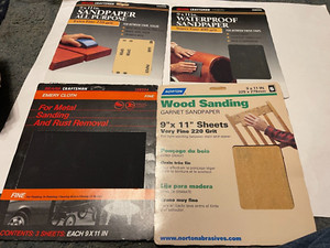 Sandpaper Sheets lot of 4 220 grit-emery cloth-400 grit-sears