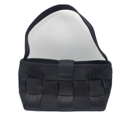 The Original Seatbelt Bag Black Woven Shoulder Purse Handbag