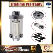 1/4" 5/16" 3/8" Fittings Inline Fuel gas Filters  Washable Reusable Chrome Glass
